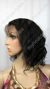 indian remy human hair front lace wig 8 1b# body wave  