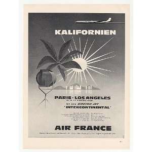  1960 Air France Airlines Jet to California German Print Ad 