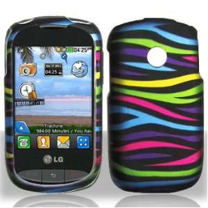 LG 800G Cookie Style TracFone Net10 Rainbow Zebra Case Cover Protector 